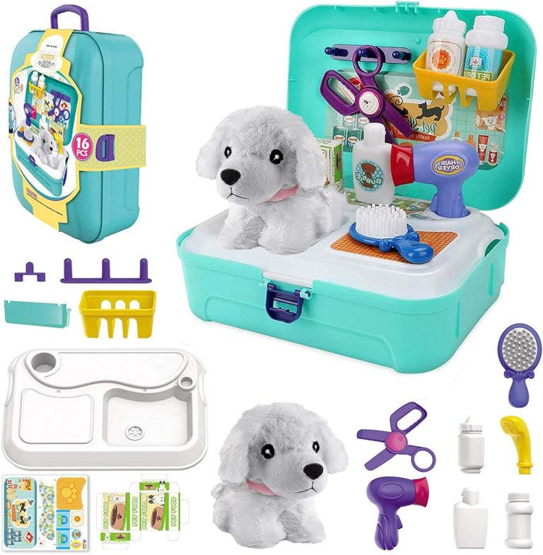 TEUVO Pretend Pet Grooming Set with Carrier Backpack – Spark Imagination and Creativity in Your Little Animal Lover!